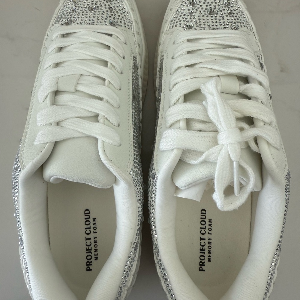 Project Cloud white with Rhinestones Women's Sneakers - Picture 9 of 13
